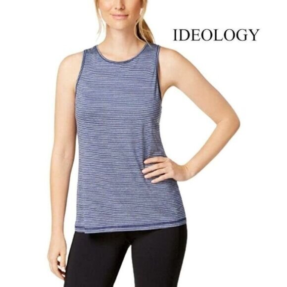 Ideology Women's Striped Keyhole Classic Fit Yoga Tank Top - Picture 1 of 7